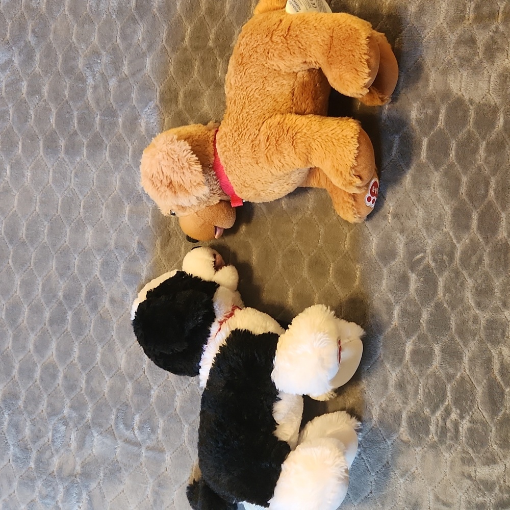🍀Build-A-Bear Plush Dog Toy Duo - Black, White, and Brown - Picture 2 of 4